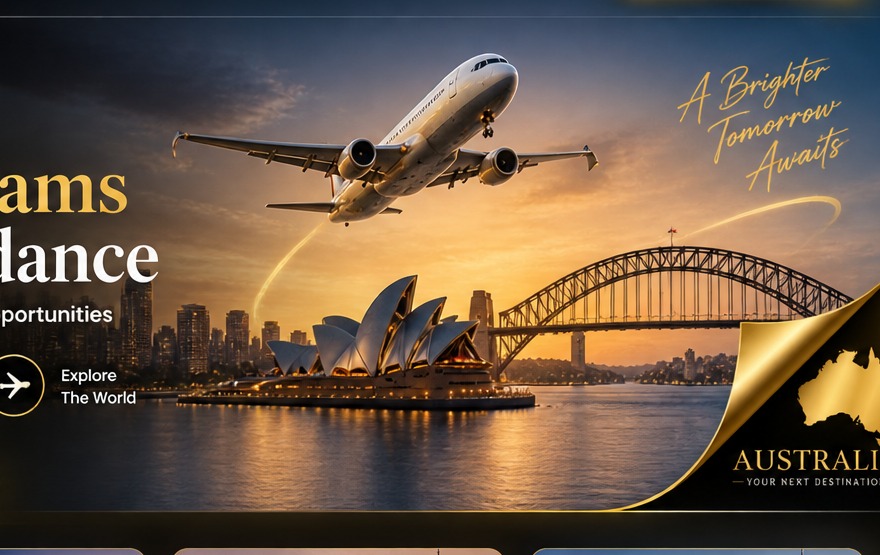 Airplane flying over Sydney, Australia